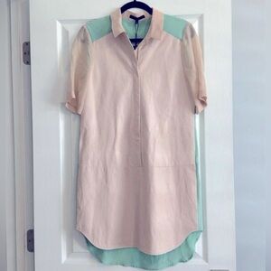 NWT Tibi Leather Front/Silk Colorblocked Dress Size 4